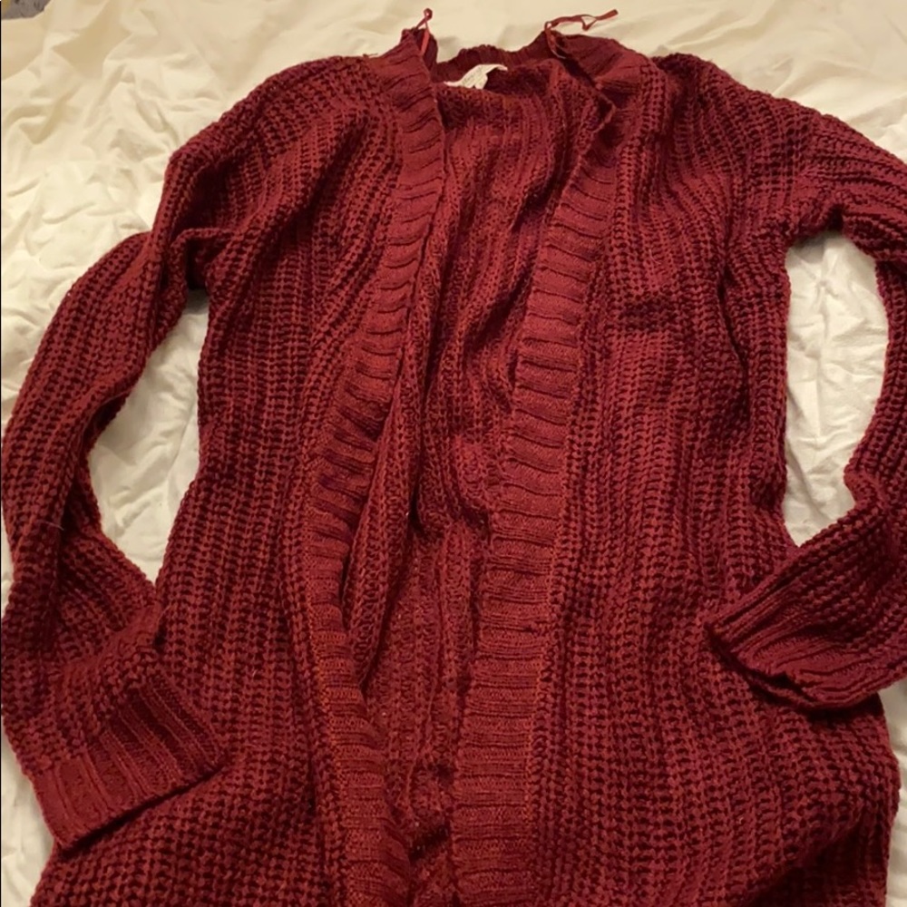 Maroon long cardigan